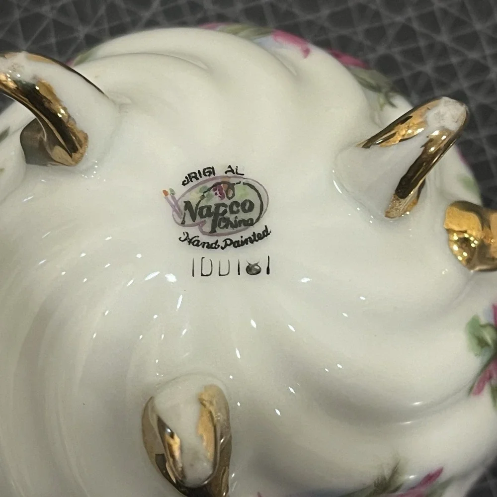 Vintage Japan Pink Rose Gold Iridescent Footed Cup & Open Saucer; Teacup Napco